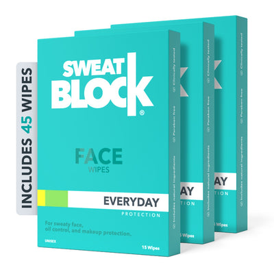 SweatBlock Antiperspirant for Face - 3 Pack Wipes