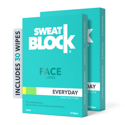 SweatBlock Face Antiperspirant Wipes - 2 Pack